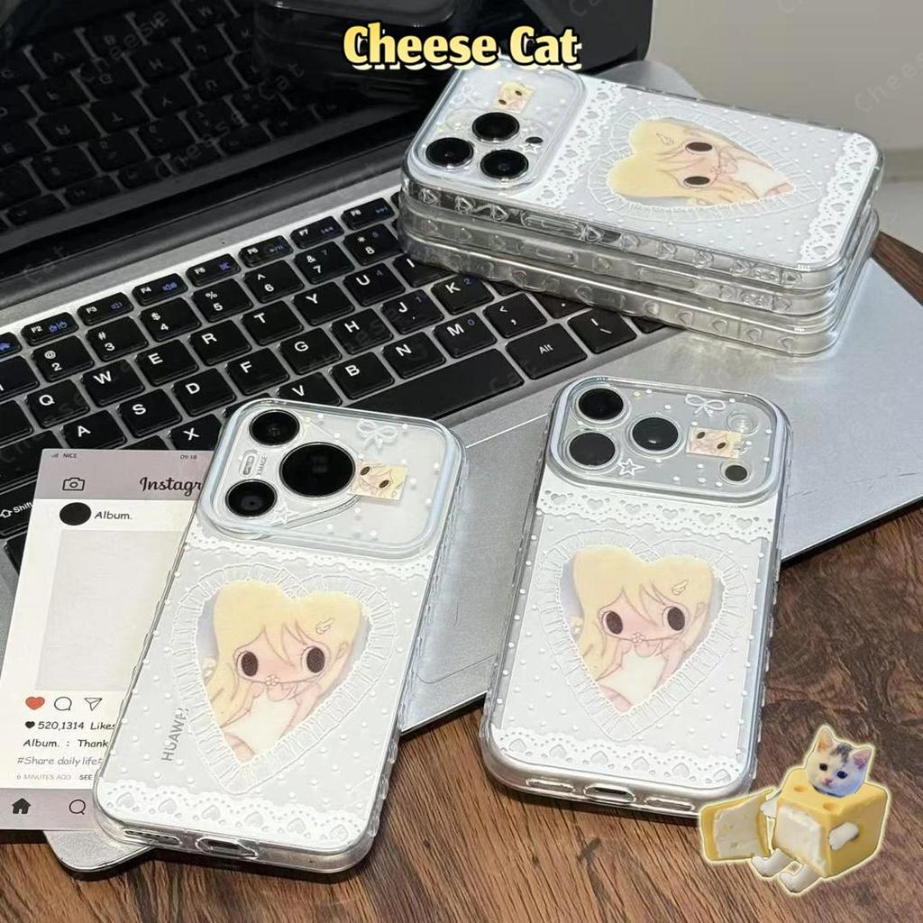 Ốp điện thoại hình cô gái tình yêu màu xanh ren cho iPhone 13 14 Xs XR 11 12 15 Plus 16 12 11 17 Pro Max | BigBuy360 - bigbuy360.vn