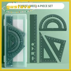 GUSTAVA Triangle Protractor, Thước hợp kim nhôm đa chức năng, Bộ văn phòng phẩm kết hợp di động 4 trong 1 dành cho sinh viên
