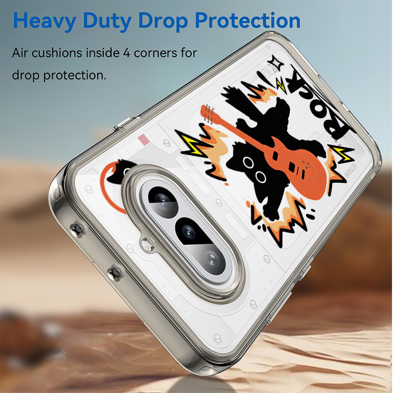 For Nothing Điện thoại 4A Pro 3A Pro 2 2A "Rock Cat" "Boom Cat" Vỏ điện thoại trong suốt cứng / Vỏ điện thoại không có gì chống sốc