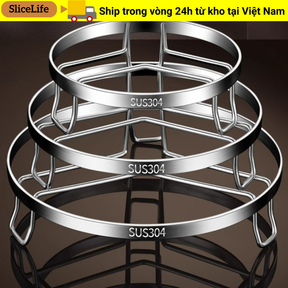 Giá hấp nhà bếp SLICELLIFE, Giá chảo hấp bằng thép không gỉ tròn, Giá đựng nồi có thể xếp chồng lên nhau đa chức năng