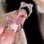 Kudosation Thiết Kế Thời Trang Công Chúa Hồng Pha Lê Nơ Zircon Nhẫn Nữ Tinh Tế Ngọt Ngào Cô Gái Nhẫn Sinh Nhật Trang Sức Quà Tặng Phụ Kiện Đẹp
