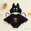 Bé Trai Halloween Bí Ngô In Chữ Cổ Tròn Tay Dài Cánh Dơi Romper Có Mũ