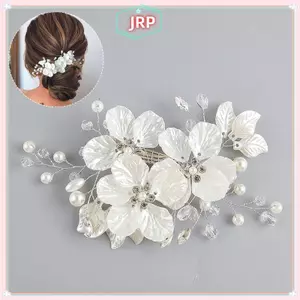 JRP Cô Dâu Pha Lê Ngọc Trai Hoa Kẹp Tóc Hoa Barrette Tóc Phụ Kiện Cưới JRP