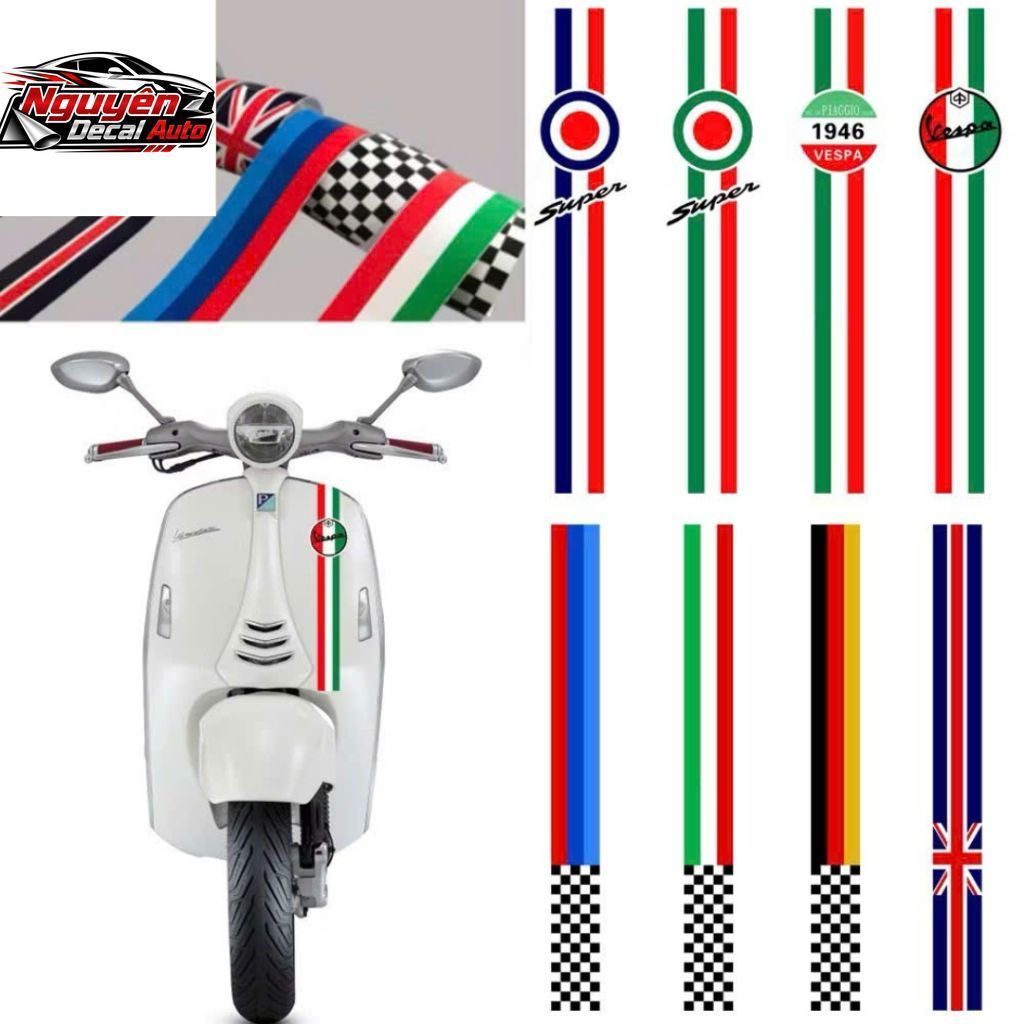 Tem dán xe Decal cờ 3 màu : thịnh hành, đẹp, nổi bật. Tem xe trang trí