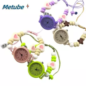 Đồng hồ đeo tay METUBE, Mặt dây chuyền đính cườm hình trái tim ngôi sao, Đồng hồ thạch anh Dopamine có thể điều chỉnh thời trang dành cho nữ