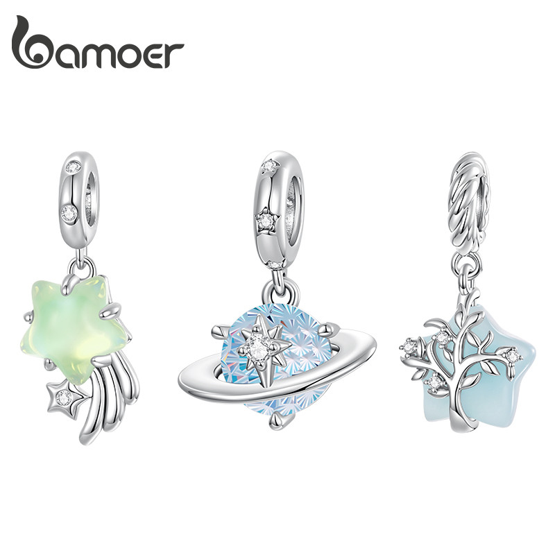 Mặt dây chuyền ngôi sao Bamoer Charm Planet DIY cho vòng tay Quà tặng cho nữ