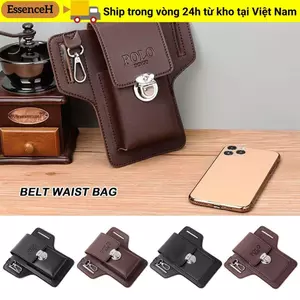 Túi thắt lưng ESSENCEH, Túi thắt lưng điện thoại đa chức năng di động, Túi da cổ điển PU Túi thể thao ngoài trời màu trơn