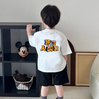 (Từ 1-12 tuổi) Áo thun ngắn tay cho trẻ em, mũ cho bé trai, áo in hình hoa hoạt hình và dấu tay, áo cổ tròn.