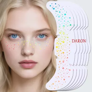 DARON 6 tờ Nhãn dán tàn nhang lấp lánh, Nhãn dán tàn nhang giả họa tiết hình trái tim sáng tạo, Chống thấm nước dập nóng lấp lánh sáng bóng Nhãn dán hình xăm tạm thời Phụ kiện lễ hội