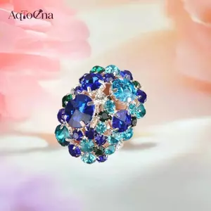 AqToCna Hợp Thời Trang Hình Học Boho Kim Cương Giả Bóng Bông Tai Nhẫn Dành Cho Nữ Cô Gái Pha Lê Trang Sức Phụ Kiện Quà Tặng AqToCna