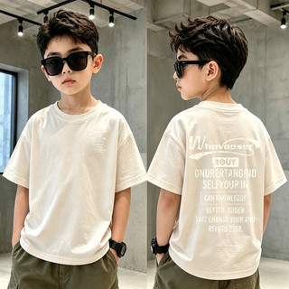 Áo thun bé trai in chữ Whohoeser 2 mặt, cotton mềm mát, áo ngắn tay cho bé 3-12 tuổi, nhiều màu lựa chọn