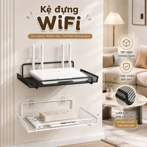 Kệ Treo Wifi Router Chất Liệu Thép Carbon Không Gỉ, Giá Treo Đồ Điện Tử Kèm Miếng Dán Siêu Chắc