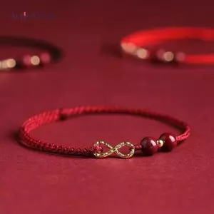 AqToCna Thời Trang Đơn Giản Luy Vòng Tay Dành Cho Nữ Handmade Bện Vô Cực Biểu Tượng Cặp Đôi Vòng Tay Cinnabar Hạt Vòng Tay Quà Tặng AqToCna