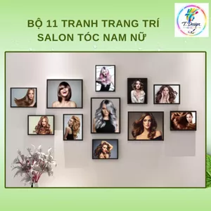"Bộ 11 Tranh Decor Salon Tóc Nam Nữ - Trang Trí Dán Tường Không Cần Khoan, Kèm Băng Keo Tiện Lợi"