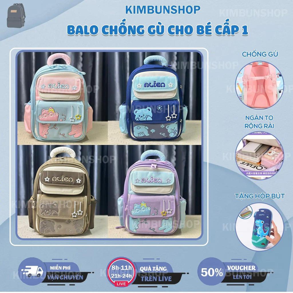 (TẶNG HỘP BÚT) Balo Gấu ALIEN Cao Cấp chống gù, chống nước, siêu nhẹ cho bé cấp 1- Kimbunshop90