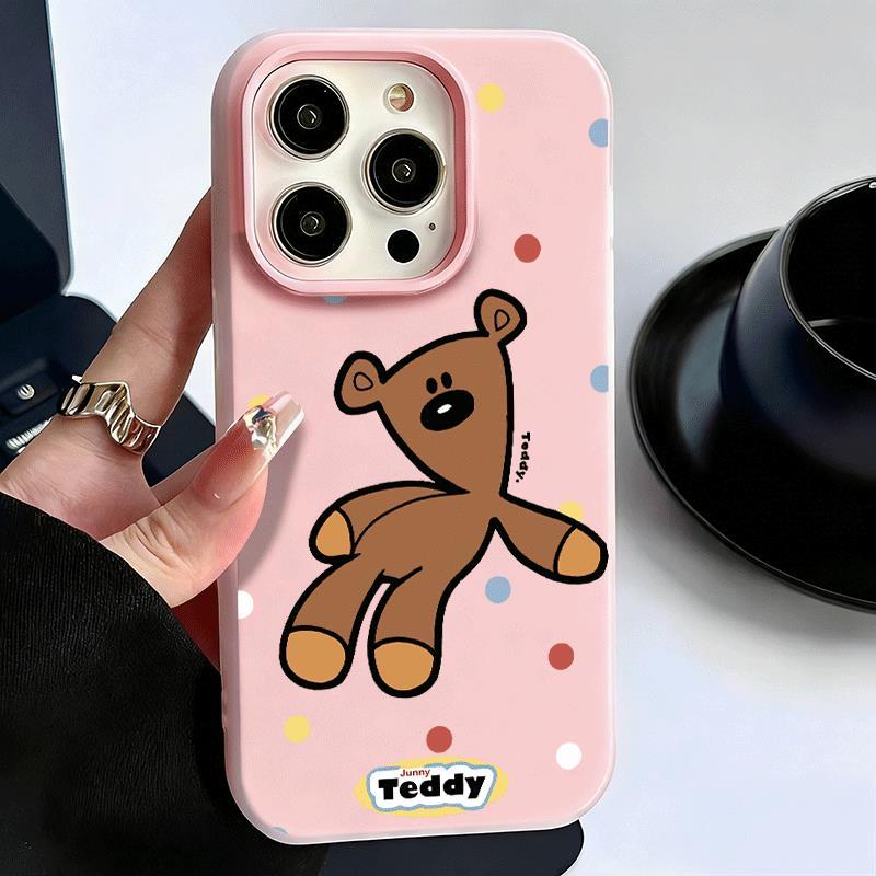 Màu chấm nâu gấu cho trường hợp iPhone 17promax 161514plus 2 trong 1 Jelly Shell131211pro