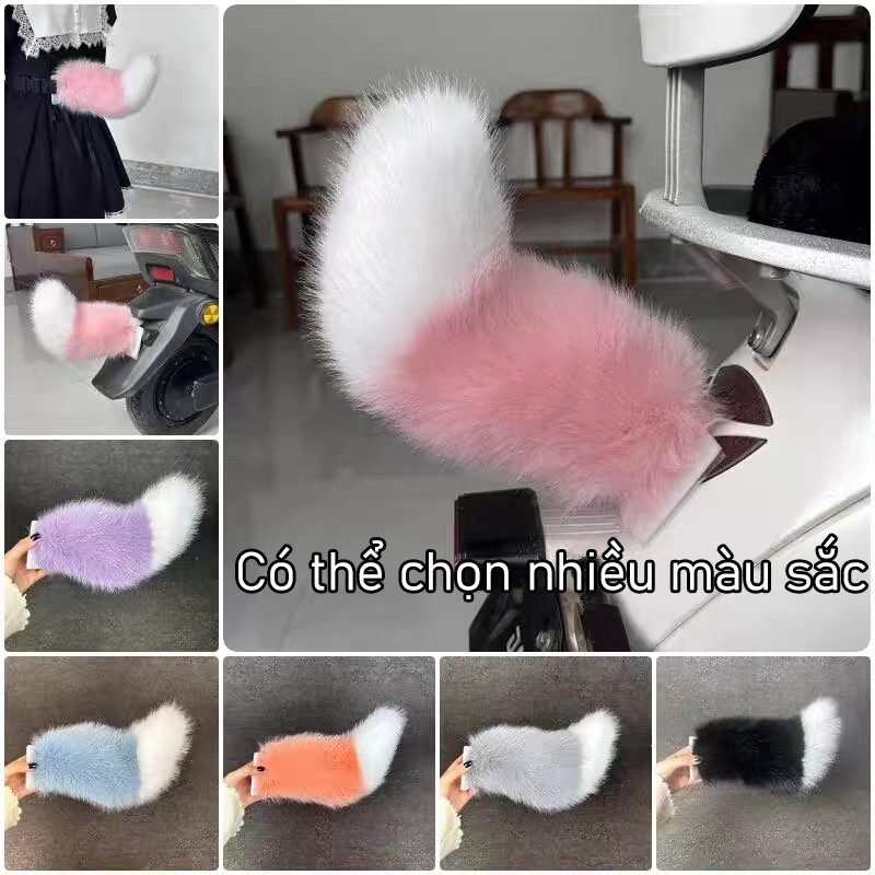 Đuôi Cáo Tự Dính – Sạc, 3 Chế Độ, Lông Mềm, Velcro Tháo Rời, Trang Trí Xe Hơi, Máy, Điện, Quà Tặng Cute