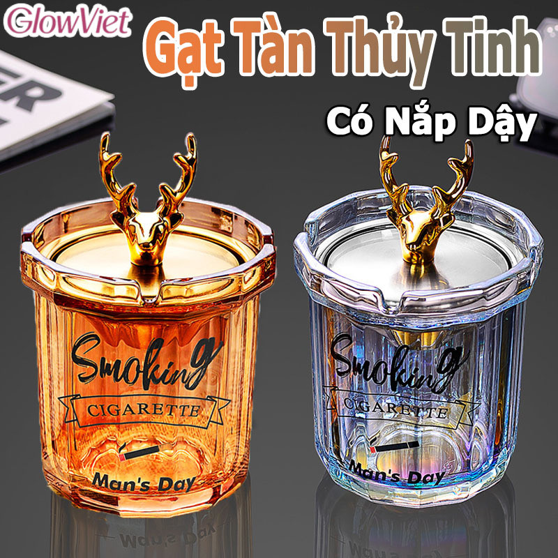 Gạt Tàn Thủy Tinh,Có Nắp Dậy,phiên bản giới hạn hình hươu sang trọng,Dễ sử dụng,thể hiện đẳng cấp