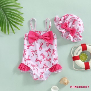 MG-Baby Girl Dưa Hấu In Đồ Bơi Dễ Thương Thời Trang Spaghetti Dây Đeo Đồ Bơi Không Tay Có Mũ