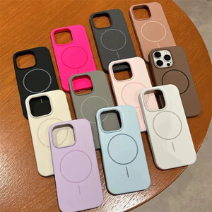 Ốp điện thoại silicon lỏng, chính hãng, tương thích magnetic, cho iPhone 17, 16, 15, 14, 13, 12, 11, Pro Max, Plus, chất liệu TPU cứng, từ tính, vỏ mềm.