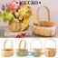 Giỏ hoa bện ICUCKO, Giỏ cắm hoa bằng gỗ tua rua ren, Dệt tay sáng tạo chắc chắn có tay cầm Giỏ lưu trữ Cửa hàng hoa