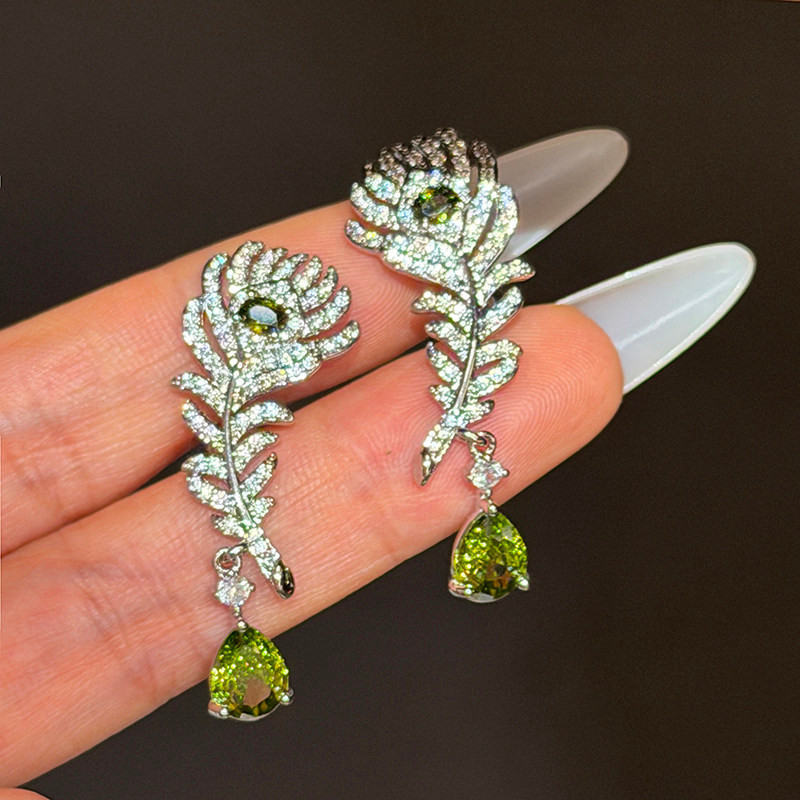 T Sang Trọng Nhẹ Sang Trọng Bông Tai Zircon Dài Tinh Tế Thanh Lịch