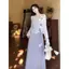 Phong cách nhẹ nhàng kiểu Pháp Váy màu tím phù hợp với nữ mùa xuân sang trọng Váy treo đẹp Fat MM Cover Bụng Ôm hơn Váy nhìn