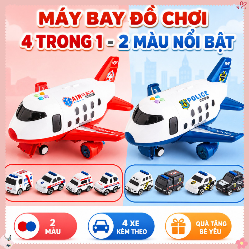 Máy Bay Biến Hình Cỡ Lớn – Mua 4 Tặng 1, đồ Chơi Xe Hơi Biến Thành Máy Bay, Dạy Bé Kỹ Năng Sắp Xếp, Quà Tặng Trẻ Em