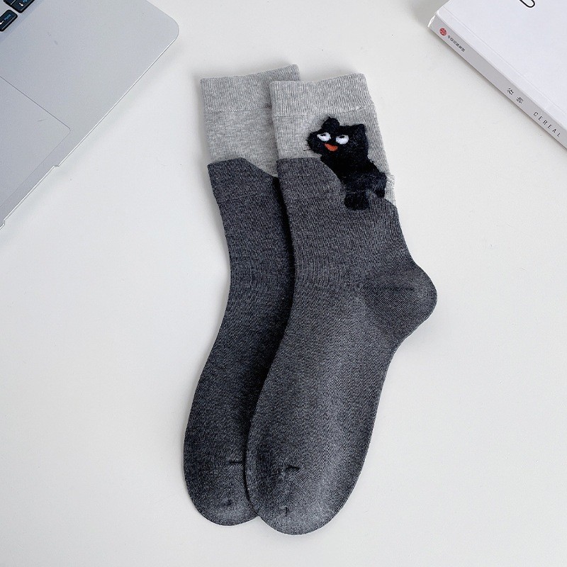 Set 4 đôi tất cao cổ mèo ôm cổ cotton thấm hút thông thoáng MUN STORE TME2M095