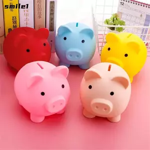 Ngân hàng heo đất SMILE, với mục tiêu tiết kiệm tiền Hộp đựng tiền hình con lợn, đồ thủ công hoạt hình Khay đựng tiền xu có thể tái sử dụng để giúp thói quen tiết kiệm