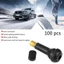 FANIELLAPOWELL 100 CHIẾC Thân van lốp, Lắp đặt gắn vào Cao su & Đồng thau Thân van, Màu đen Các thông số kỹ thuật khác nhau Bao gồm Mũ bụi Thân van lốp