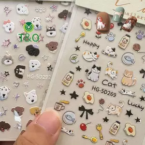 5D Nổi Hoạt Hình Dễ Thương Mèo Thiết Kế Chó Móng Tay Nghệ Thuật Stier Đề Can Đồ Dùng Tự Dính Cho Nữ Và Bé Gái [Mới]