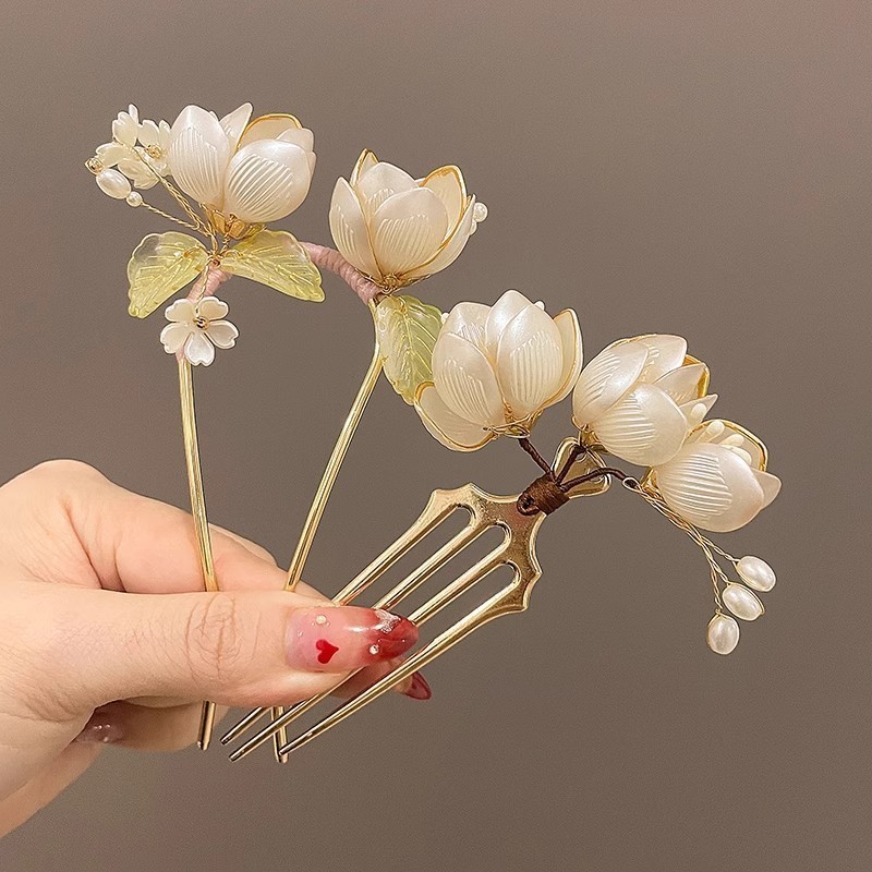 Trâm cài tóc nữ đính hoa thân gỗ phong cách cổ trang MUN STORE TRAMFO