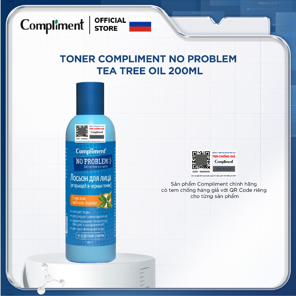 Toner BHA Compliment No Problem làm sạch sâu, kiềm dầu, giảm mụn, mờ thâm - 200ml