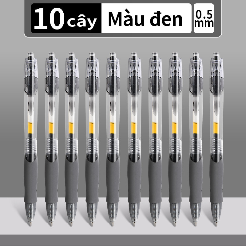 Thi Cử Văn Phòng Set 30 Bút Bi Bấm Mực Nước, Tay Cầm Cao Su Chống Mỏi, Nét Rõ (Đen Xanh Đỏ)