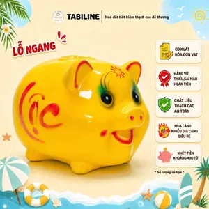 Heo đất ống tiết kiệm tiền lỗ ngang size vừa siêu cute đẹp LD03 - TABILINE