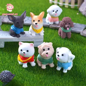 PWSSEND 12 Chiếc Mô Hình Chó Doggy, Đồ Trang Trí Cho Chó Teddy Corgi Thủ Công Nhựa, Trang Trí Máy Tính Để Bàn Chất Lượng Cao Tượng Động Vật Mini Phong Cảnh Thu Nhỏ