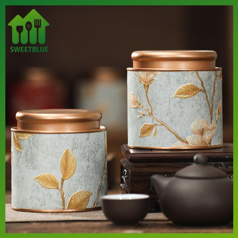 SWEET Hoa Văn Rỗng Trà Thiếc Có Thể Hộ Gia Đình Trà Xanh Kín Lọ Di Động Nhà Trà Nhỏ Paaging Hộp Thiếc Bảo Quản Có Thể n