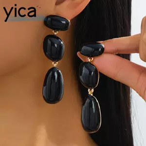 Bông tai Tòn Ten YICA, Bông tai thả hình học mạ vàng, Bông tai nữ không thấm nước thời trang dành cho nữ