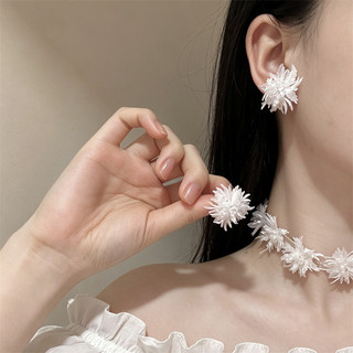 Vòng cổ hạt pha lê hoa trắng lãng mạn phong cách Pháp