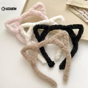 KUZHEN Tai Mèo Nữ Len Nhung Tóc Mũ Bé Gái Rửa Sang Trọng Tóc Vòng Phụ Kiện Tóc Thu Đông HOT