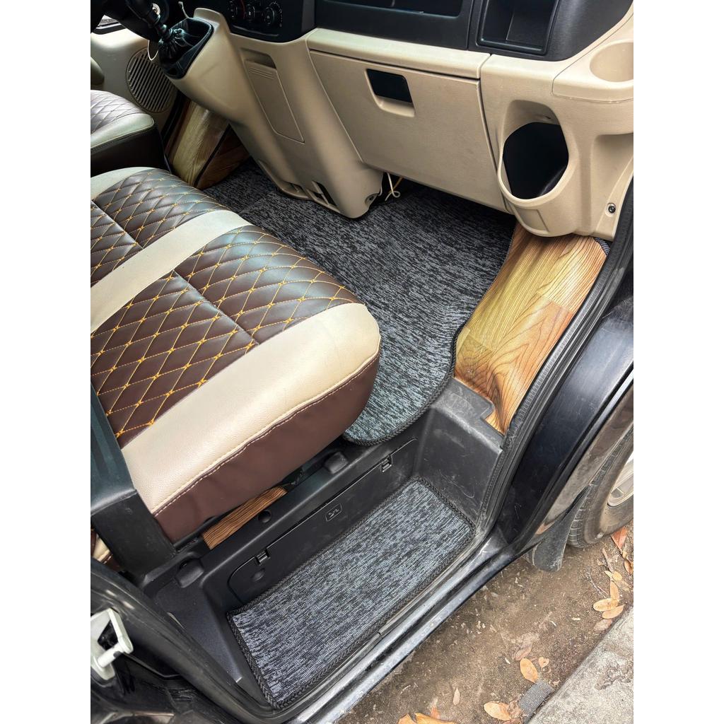Thảm cước lót sàn Lẻ khoang lái xe Ford transit 16 chỗ đủ các đời xe to may sẵn bo viền theo form xe