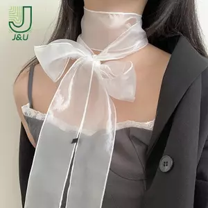 Mùa Xuân Hè Sheer Ruy Băng Dài Cho Nữ Thời Trang N Phiên Bản Sợi Khăn Mua Sắm Chụp Ảnh Khăn Quà Tặng