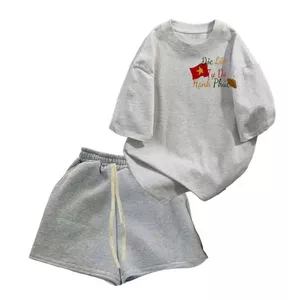 Bộ quần đùi cộc MÀU XÁM ĐẬM dây to chất liệu mềm+Mix phông CHỮ ĐỘC LẬP TỰ DO HP -quanaaounisex94