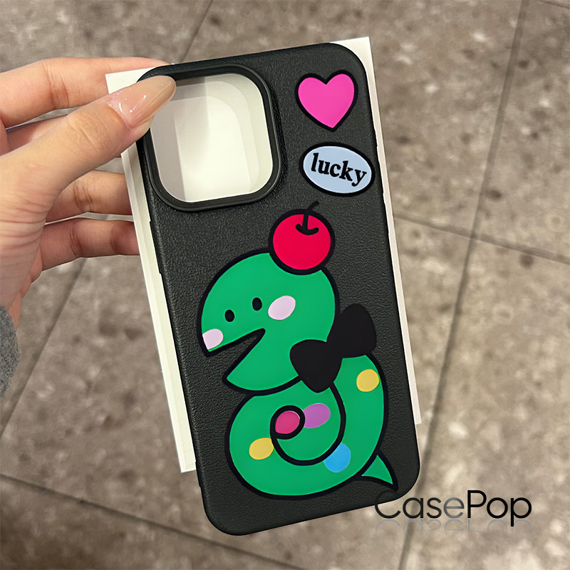 Ốp lưng cho iPhone 17 16 Pro Max 15 14 13 12 11 Hình rắn xanh may mắn