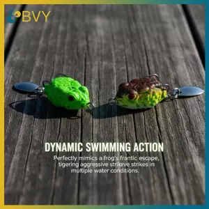 BVY 2.5cm / 3g Mini Thunder Ếch Mồi Mềm Mồi Đôi Ẩn Móc Câu Cá Wobbler Mồi Silicon Với Kim Loại Lấp Lánh Ếch Cá Hồi.