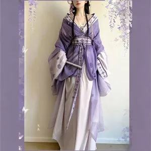Say Mưa Hoa Hanfu Nữ Trực Tiếp Cổ Chữ Thập In Hình Cổ Tích Thu Đông Phong Cách