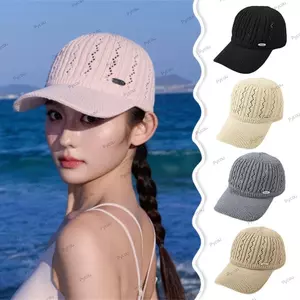 Mũ bóng chày PYCOU, Mũ đi biển dệt kim rỗng, Mũ lưới thể thao có thể điều chỉnh thoáng khí thông thường ngoài trời