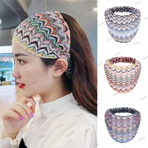 Băng đô lưới sóng PYCOU, Băng đô ren rỗng đầy màu sắc chống trượt, Tính khí phong cách Hàn Quốc Nhẹ bên rộng quấn đầu