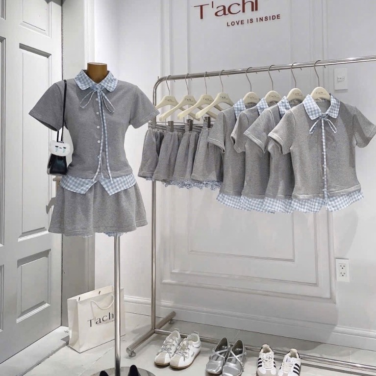 SET ÁO SƠ MI CỔ CARO PHỐI CHÂN VÁY NỈ, SET ĐỒ NỮ HỌC SINH TIỂU THƯ DỄ THƯƠNG ĐI CHƠI  | MEOINDAHOUSE